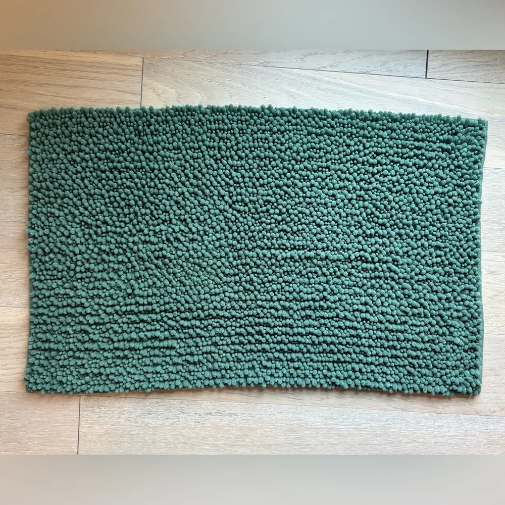 Green Bath Rug Mat Shag Shaggy Cute Small Shower Rectangular Fluffy